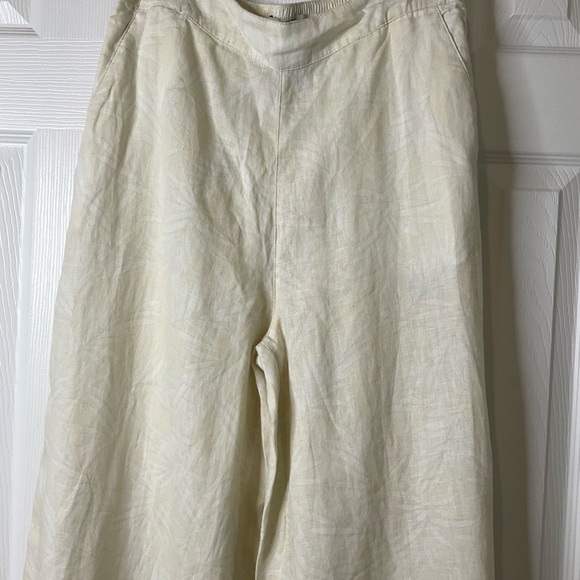 Nicole Miller New York 100% Linen Wide Leg Crop Pants Beige Size L - Picture 6 of 10